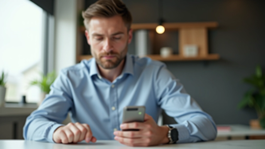 Person bruger smartphone til at konfigurere notifikationsindstillinger i investeringsapp med tydelige filtermuligheder
